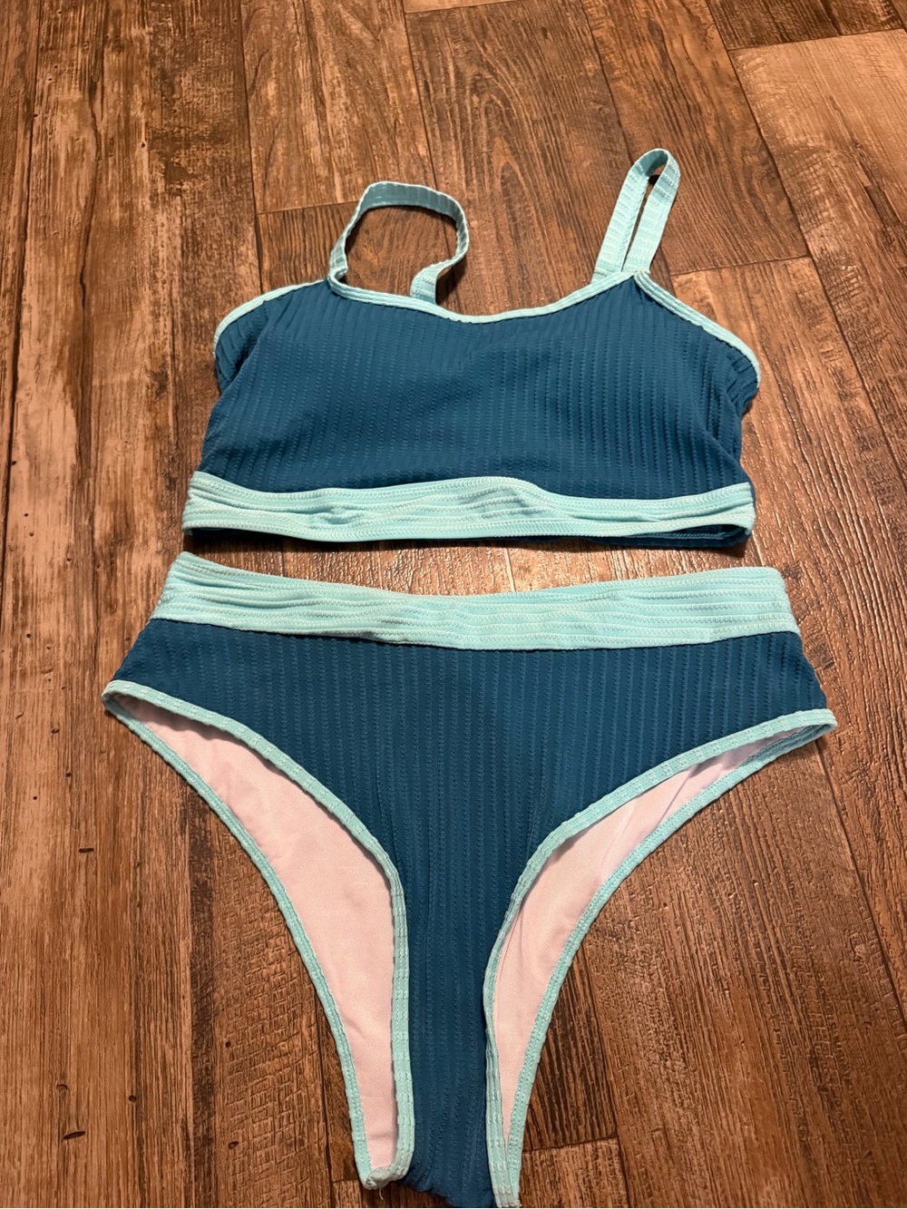 SHEIN Teal Swim Bikini with Seafoam Trim